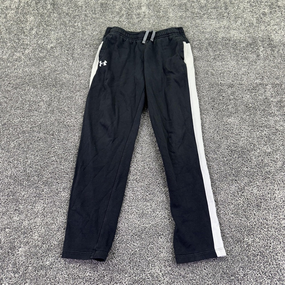Under Armour Pants Kids Large Black Stripe Ankle Knit Athletic Play Casual